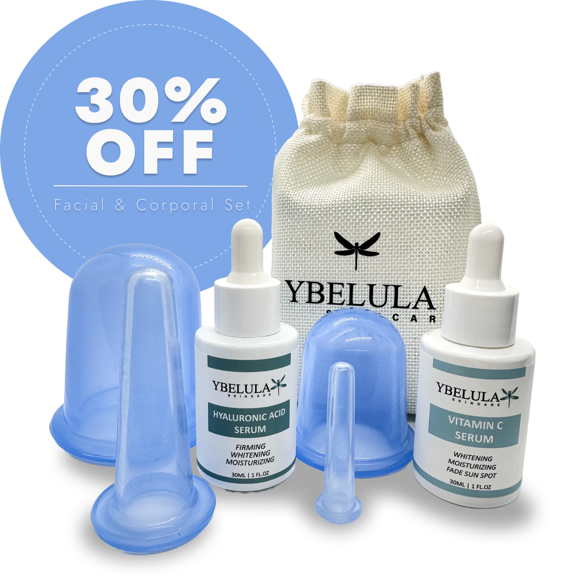 Facial & Corporal Cuppings Set + Ybelula Skincare Serums